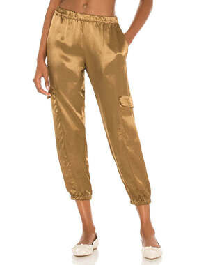 Enza Costa Satin Cargo Pants in Fatigue Size 0